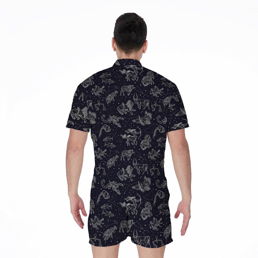 Zodiac Constellation Pattern Print Men's Rompers