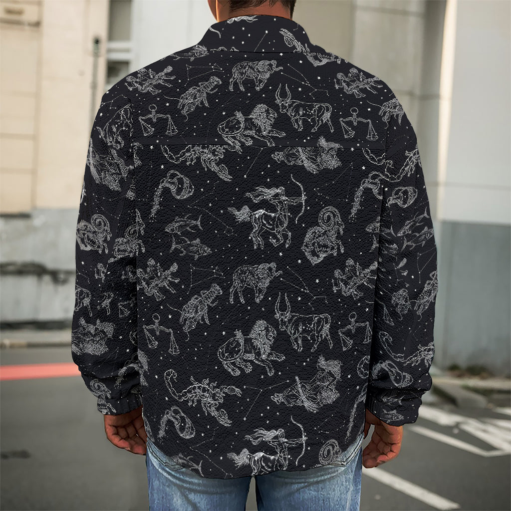 Zodiac Constellation Pattern Print Men's Shirt Jacket