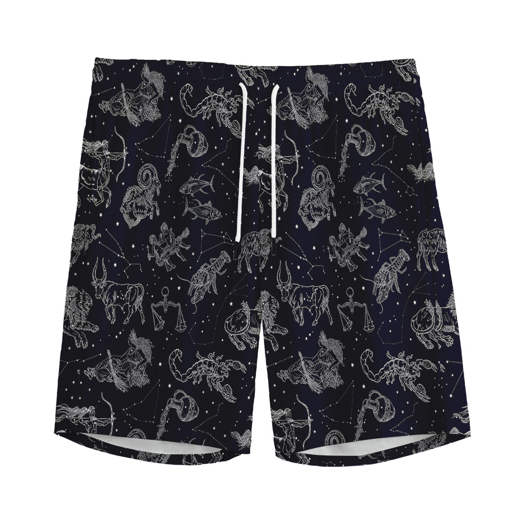 Zodiac Constellation Pattern Print Men's Sports Shorts