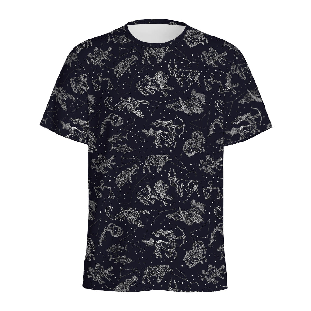 Zodiac Constellation Pattern Print Men's Sports T-Shirt