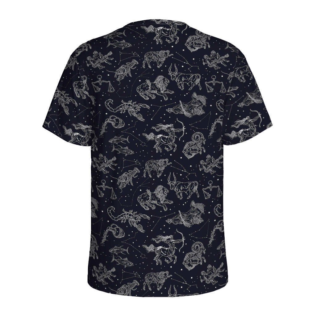 Zodiac Constellation Pattern Print Men's Sports T-Shirt