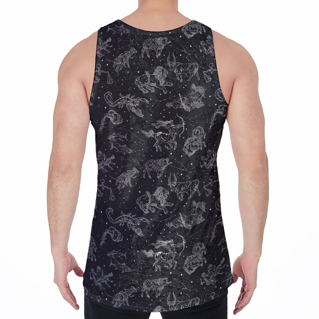 Zodiac Constellation Pattern Print Men's Velvet Tank Top