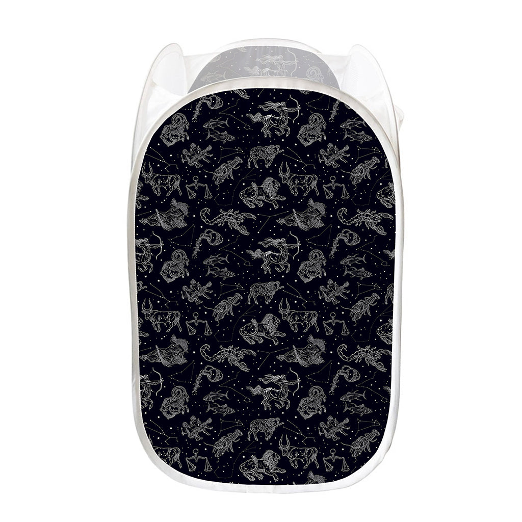 Zodiac Constellation Pattern Print Mesh Laundry Hamper