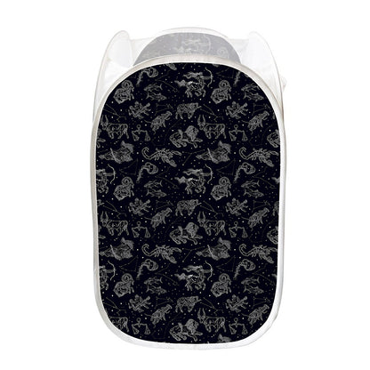 Zodiac Constellation Pattern Print Mesh Laundry Hamper
