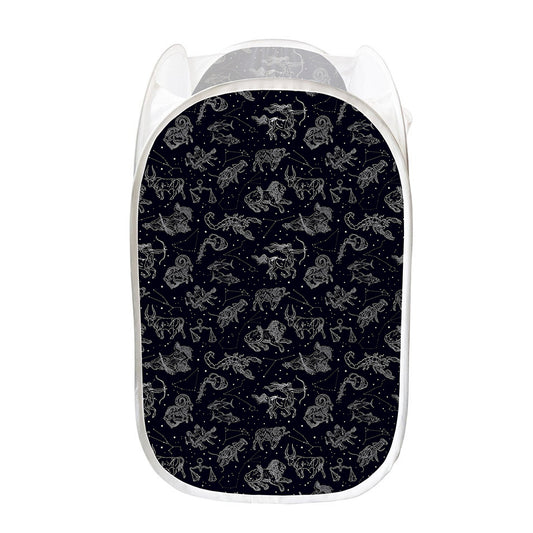 Zodiac Constellation Pattern Print Mesh Laundry Hamper