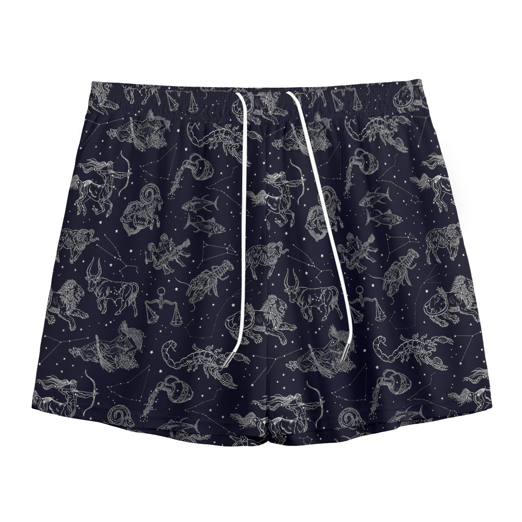 Zodiac Constellation Pattern Print Mesh Shorts