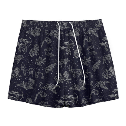 Zodiac Constellation Pattern Print Mesh Shorts