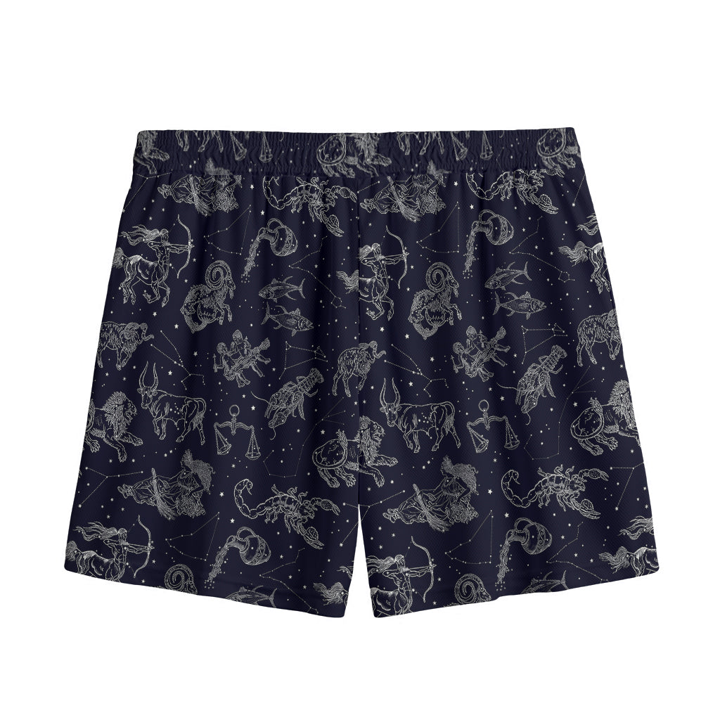 Zodiac Constellation Pattern Print Mesh Shorts