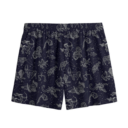 Zodiac Constellation Pattern Print Mesh Shorts