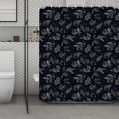 Zodiac Constellation Pattern Print Polyester Shower Curtain