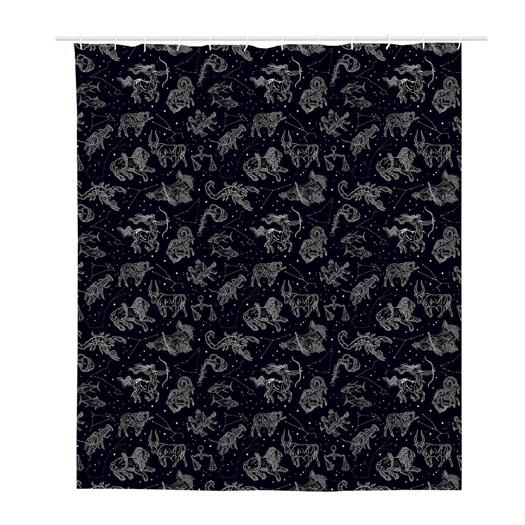 Zodiac Constellation Pattern Print Polyester Shower Curtain