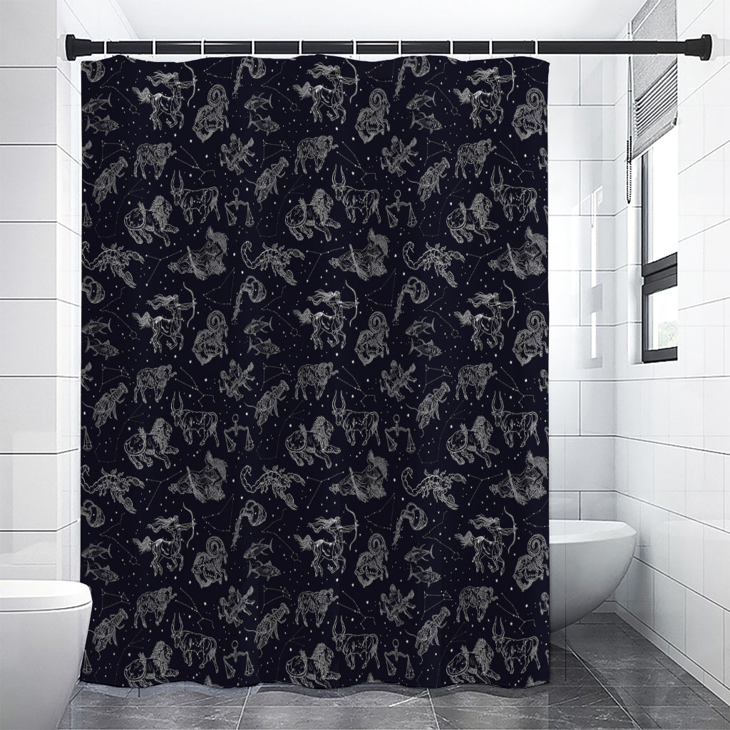 Zodiac Constellation Pattern Print Premium Shower Curtain