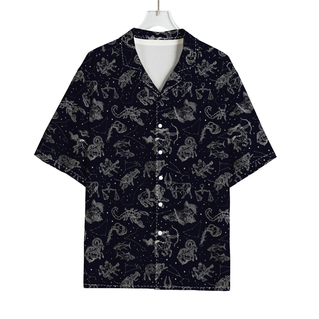 Zodiac Constellation Pattern Print Rayon Hawaiian Shirt