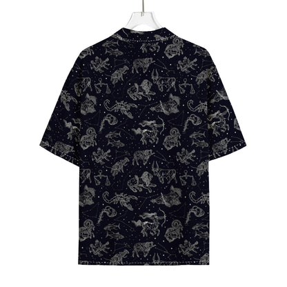 Zodiac Constellation Pattern Print Rayon Hawaiian Shirt