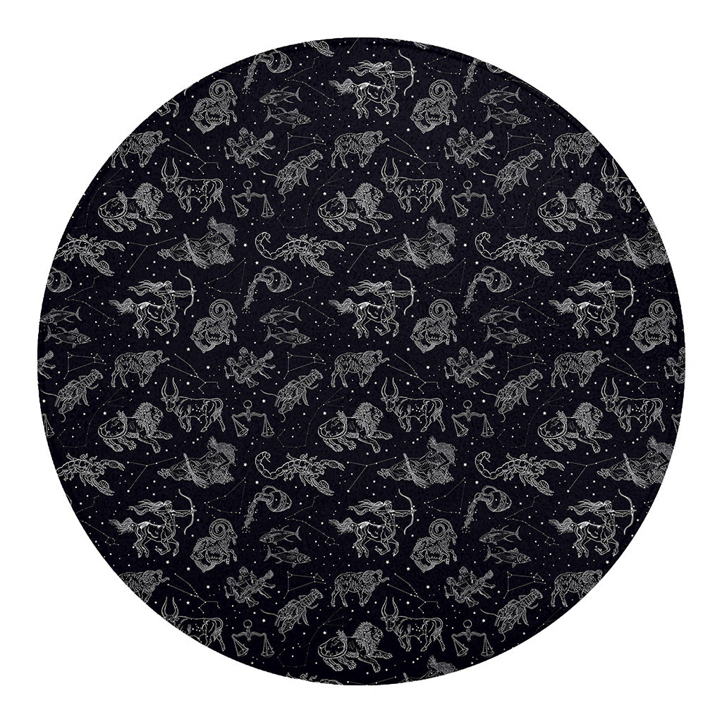 Zodiac Constellation Pattern Print Round Blanket
