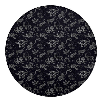 Zodiac Constellation Pattern Print Round Blanket