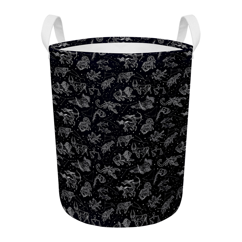 Zodiac Constellation Pattern Print Round Laundry Basket