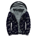 Zodiac Constellation Pattern Print Sherpa Lined Zip Up Hoodie