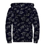 Zodiac Constellation Pattern Print Sherpa Lined Zip Up Hoodie