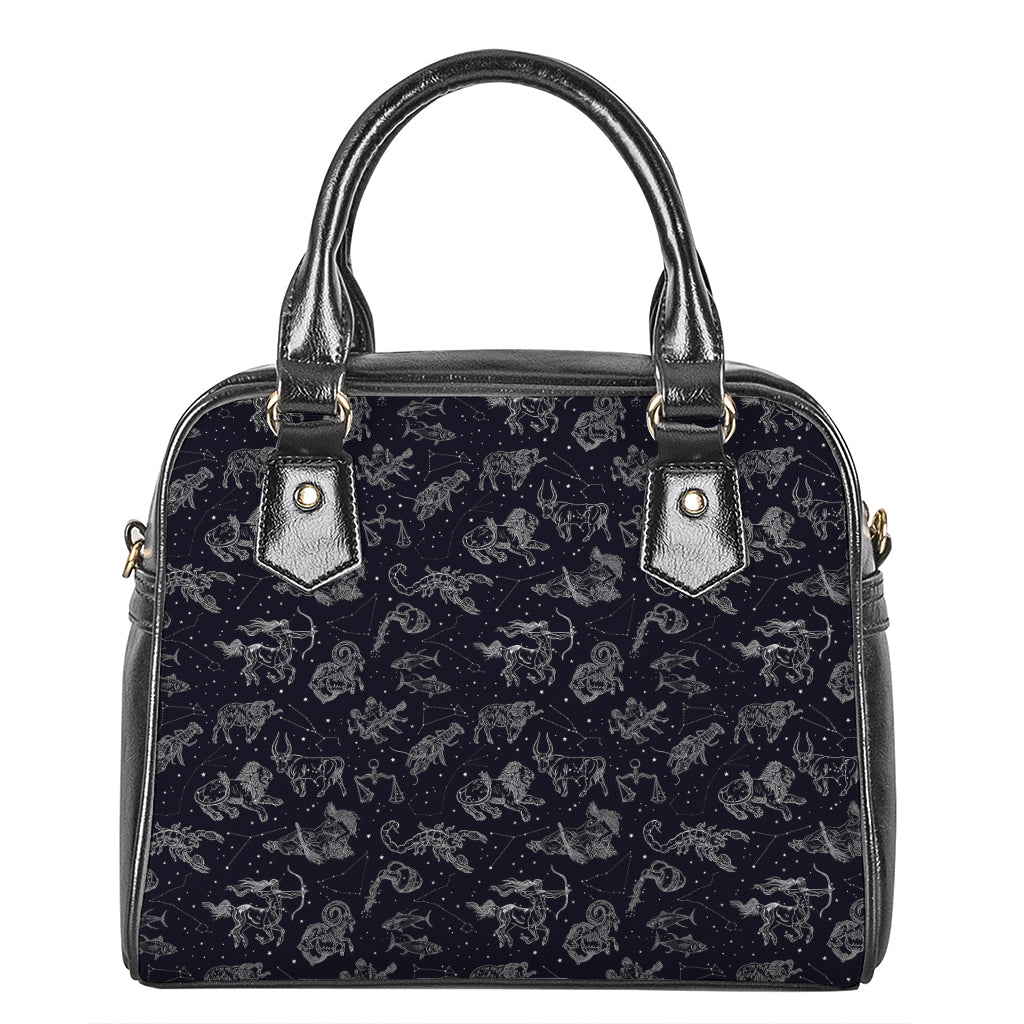 Zodiac Constellation Pattern Print Shoulder Handbag