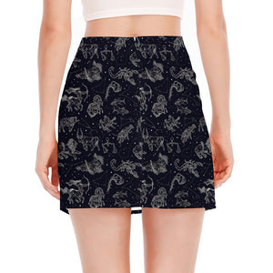 Zodiac Constellation Pattern Print Side Slit Mini Skirt