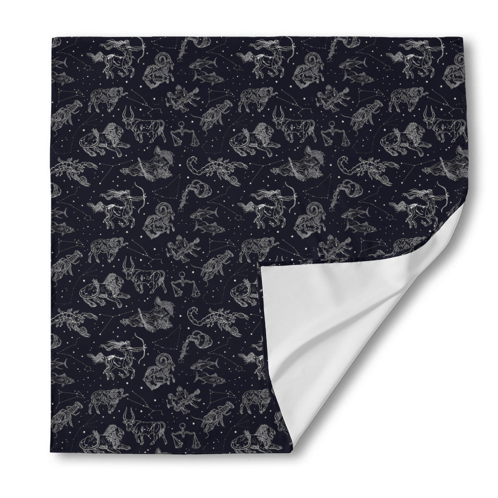 Zodiac Constellation Pattern Print Silk Bandana