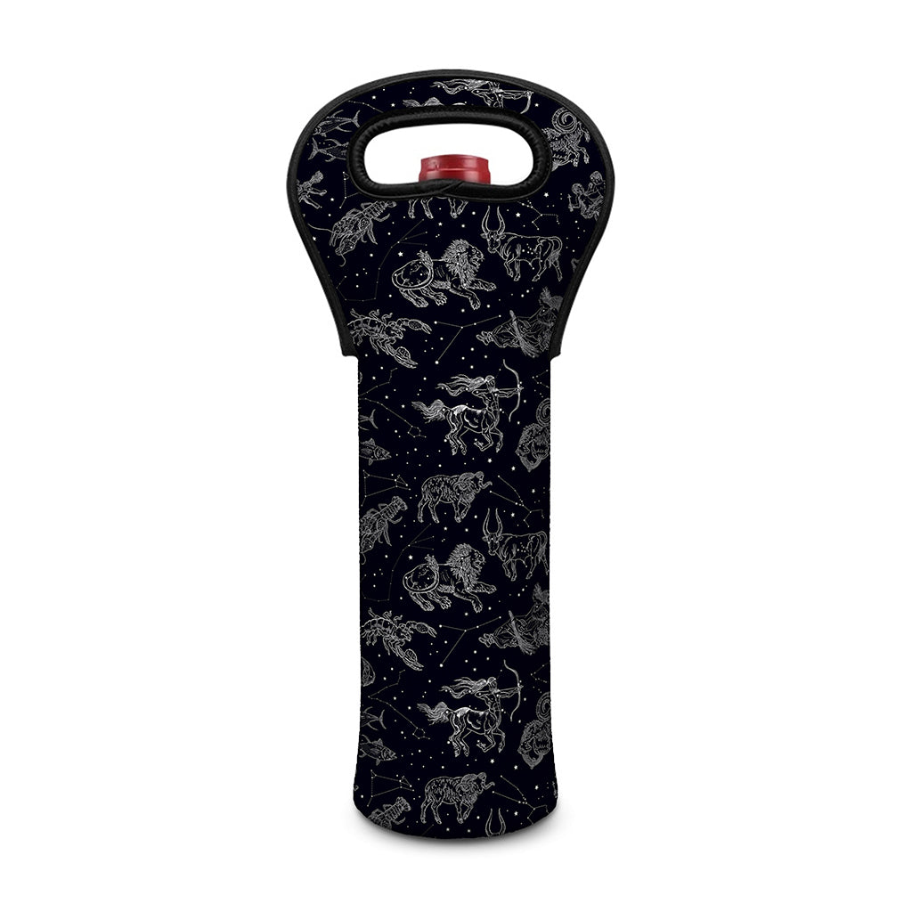 Zodiac Constellation Pattern Print Single Neoprene Wine Tote