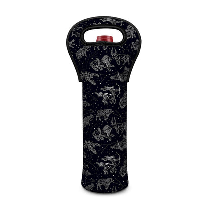 Zodiac Constellation Pattern Print Single Neoprene Wine Tote