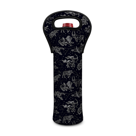 Zodiac Constellation Pattern Print Single Neoprene Wine Tote