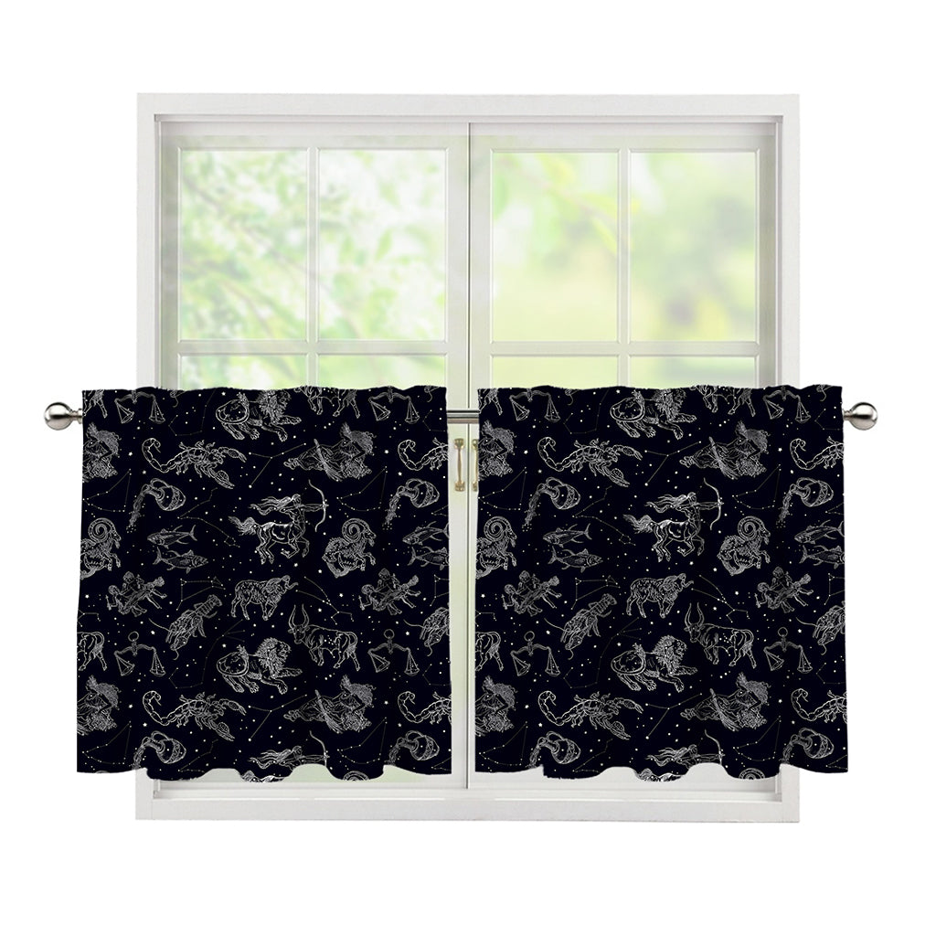 Zodiac Constellation Pattern Print Tier Curtains