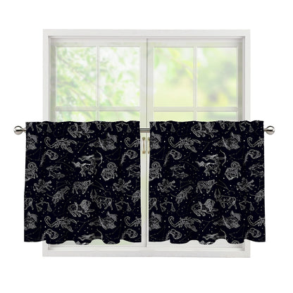 Zodiac Constellation Pattern Print Tier Curtains