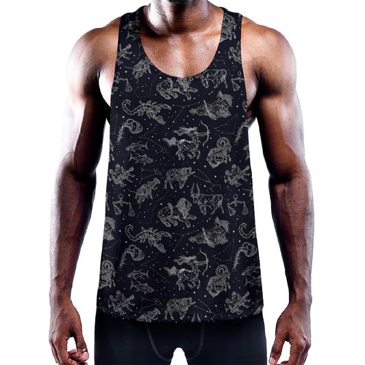 Zodiac Constellation Pattern Print Training Tank Top