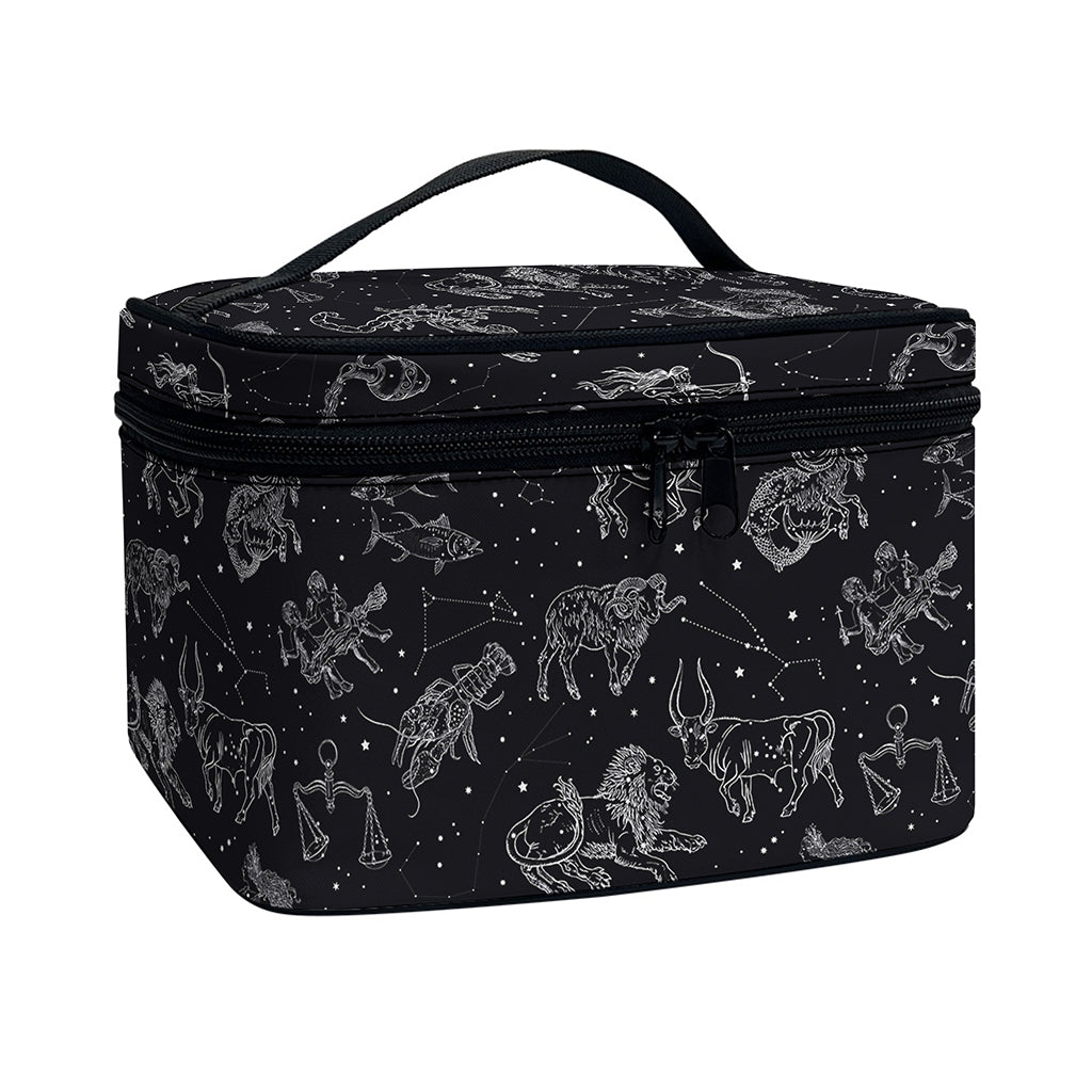 Zodiac Constellation Pattern Print Travel Makeup Bag