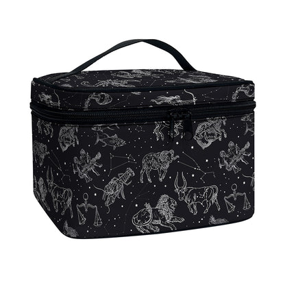Zodiac Constellation Pattern Print Travel Makeup Bag