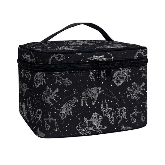 Zodiac Constellation Pattern Print Travel Makeup Bag