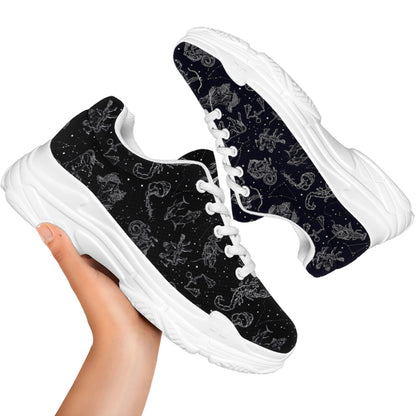 Zodiac Constellation Pattern Print White Chunky Shoes