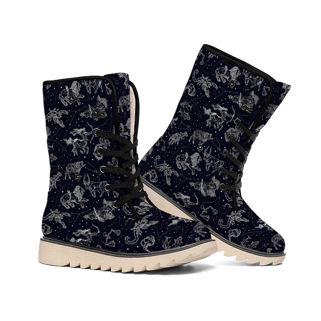 Zodiac Constellation Pattern Print Winter Boots