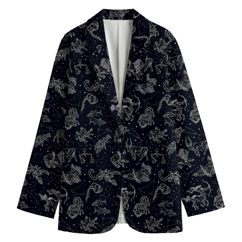 Zodiac Constellation Pattern Print Women's Cotton Blazer