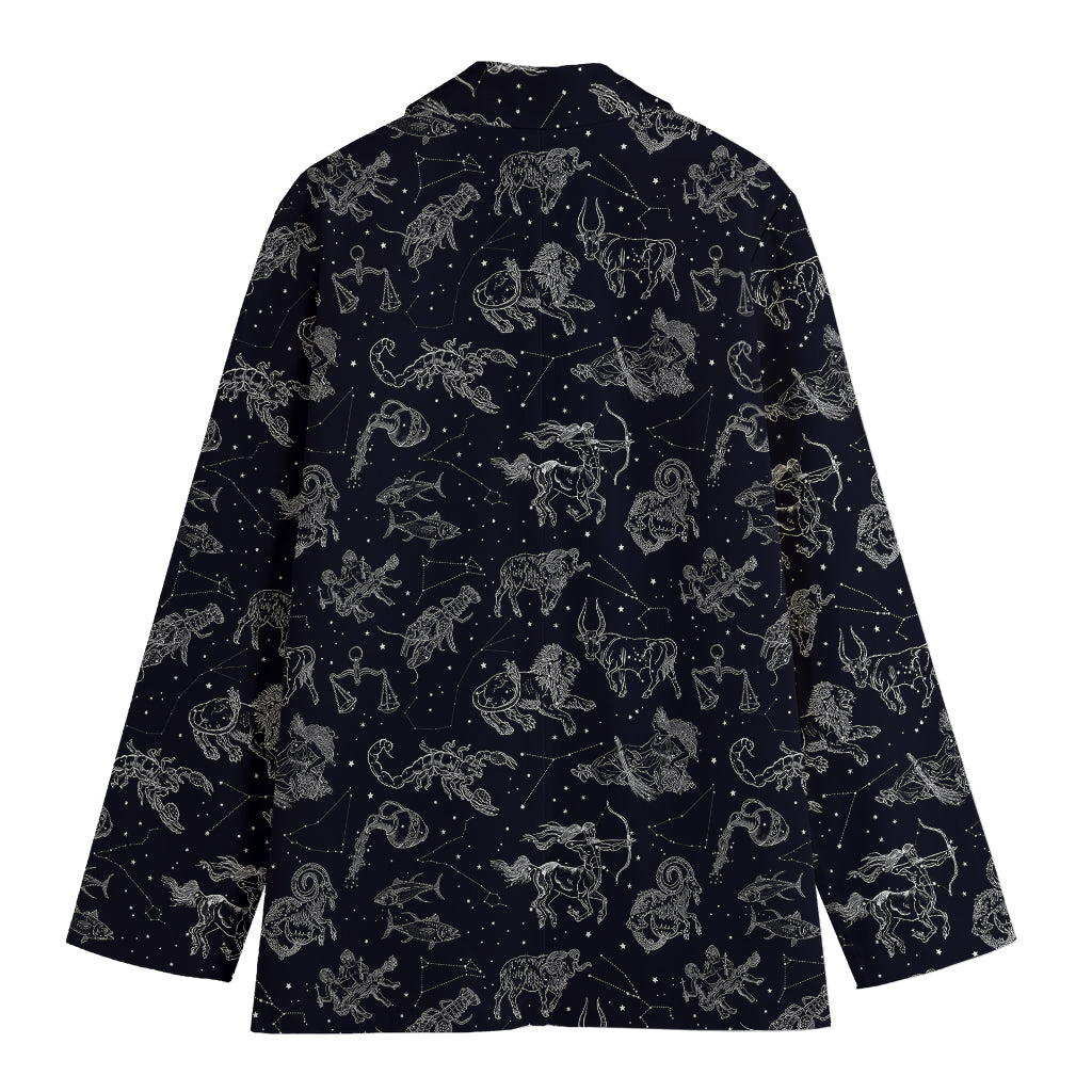 Zodiac Constellation Pattern Print Women's Cotton Blazer