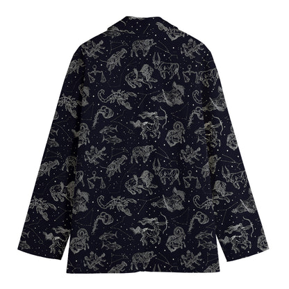 Zodiac Constellation Pattern Print Women's Cotton Blazer