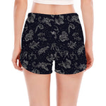 Zodiac Constellation Pattern Print Women's Split Running Shorts