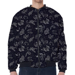 Zodiac Constellation Pattern Print Zip Sleeve Bomber Jacket