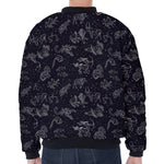 Zodiac Constellation Pattern Print Zip Sleeve Bomber Jacket