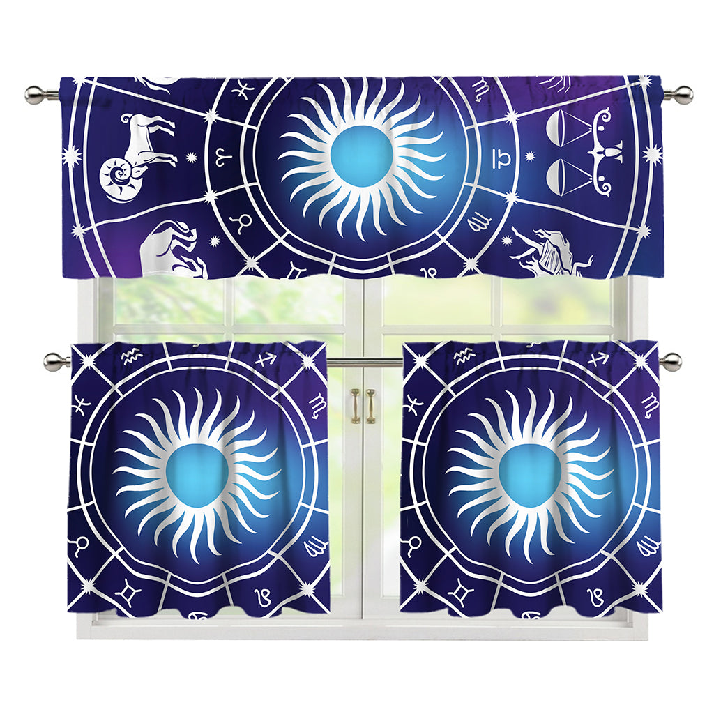 Zodiac Horoscopes Print 3 Piece Kitchen Curtains