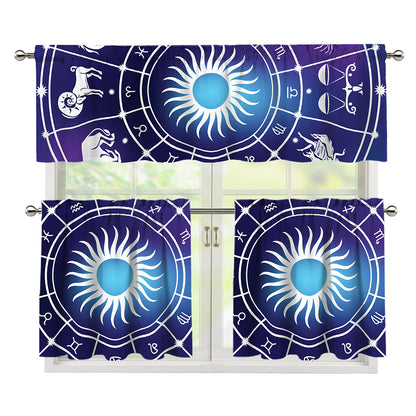Zodiac Horoscopes Print 3 Piece Kitchen Curtains