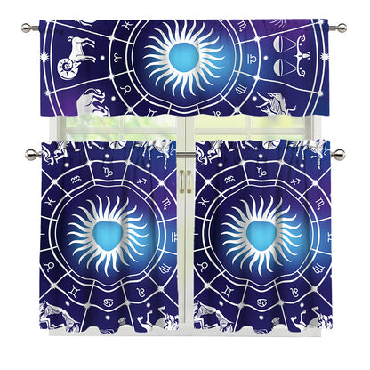 Zodiac Horoscopes Print 3 Piece Kitchen Curtains
