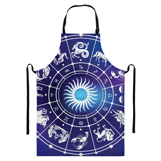 Zodiac Horoscopes Print Bib Apron With Pocket