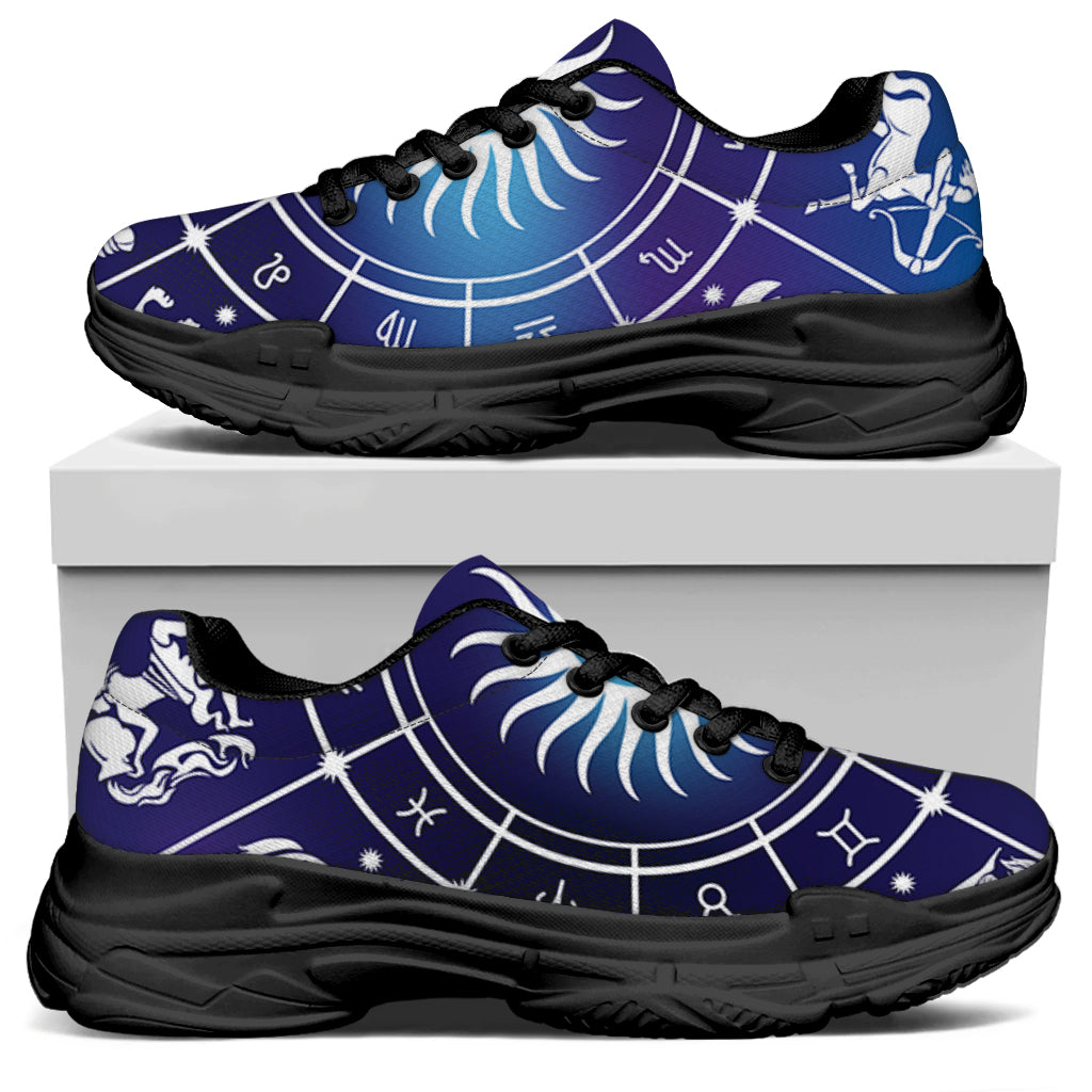 Zodiac Horoscopes Print Black Chunky Shoes