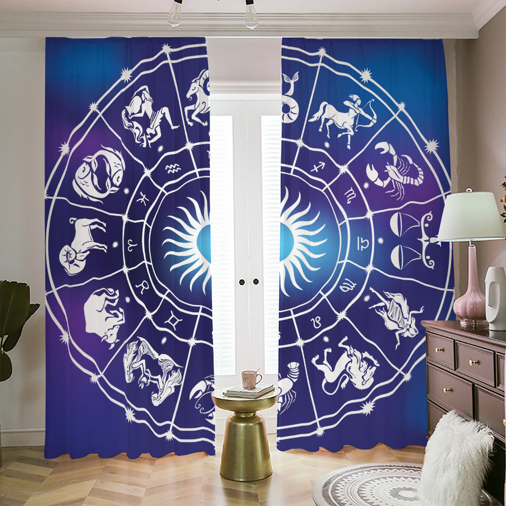 Zodiac Horoscopes Print Blackout Pencil Pleat Curtains