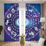 Zodiac Horoscopes Print Blackout Pencil Pleat Curtains